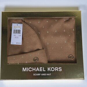 Michael Kors Women's Hat And Scarf Set‎ With Gold Studs